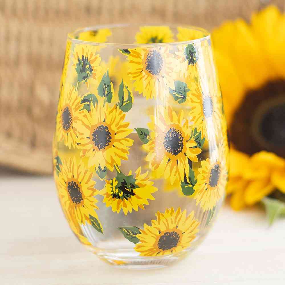 Something Different - Sunflower Print Stemless Glass Glas - Multicolours